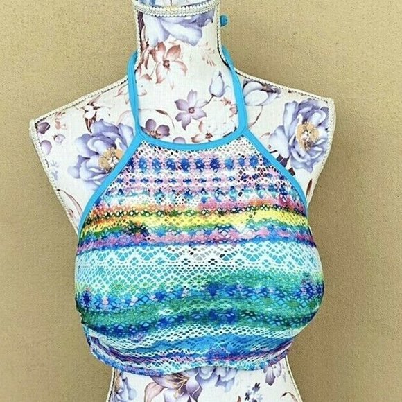 Venus Crochet Bikini Top DD Blue Boho Underwire - Picture 1 of 4